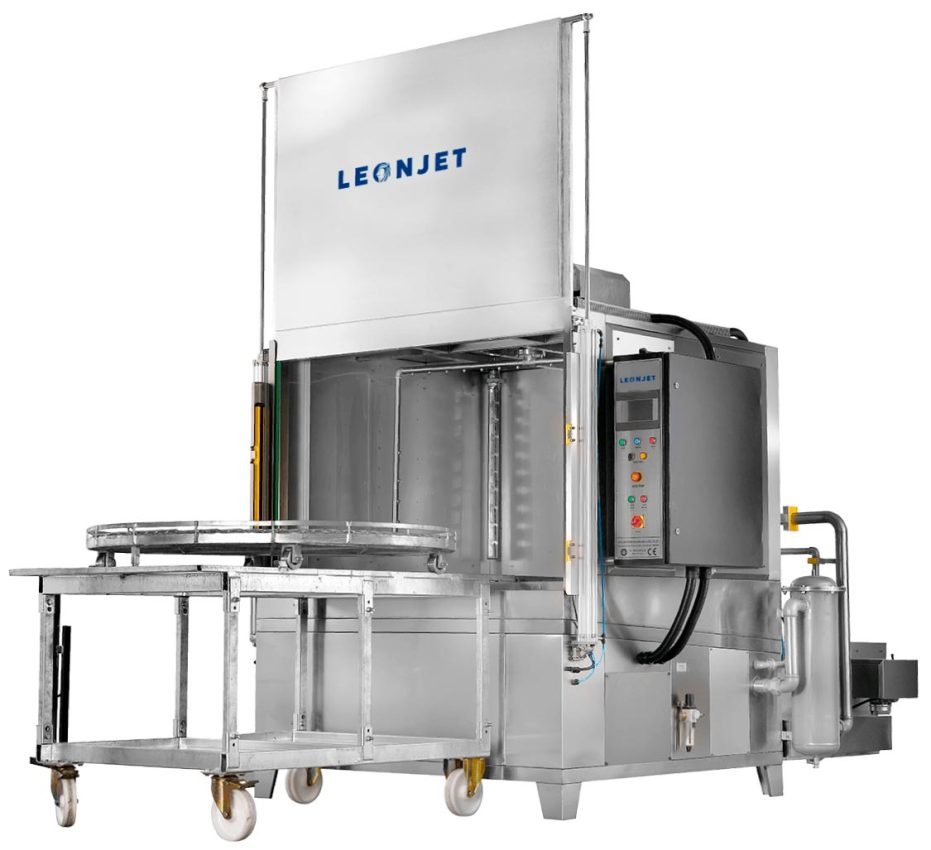 LEONJET NAYA MS. Maquina de limpieza de piezas con cesta rotativa y jets a presión. Multietapa